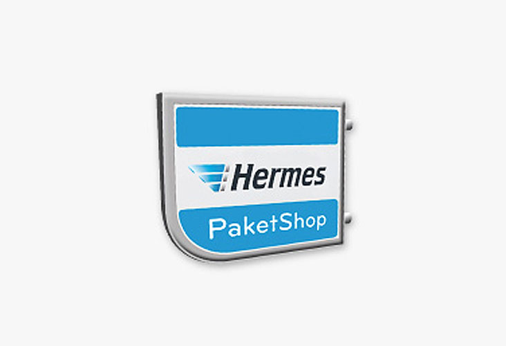 Au&szlig;enschild mit Hermes Logo